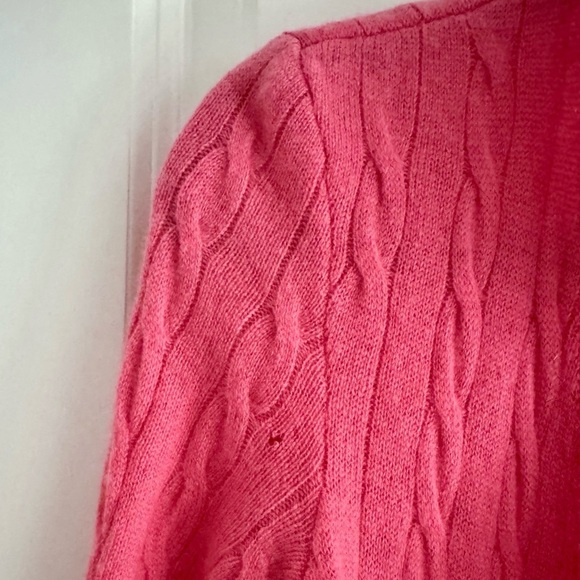 Lilly Pulitzer Cashmere Ruffle Cable Knit Open Front Cardigan Sweater Pink XS - Picture 6 of 8